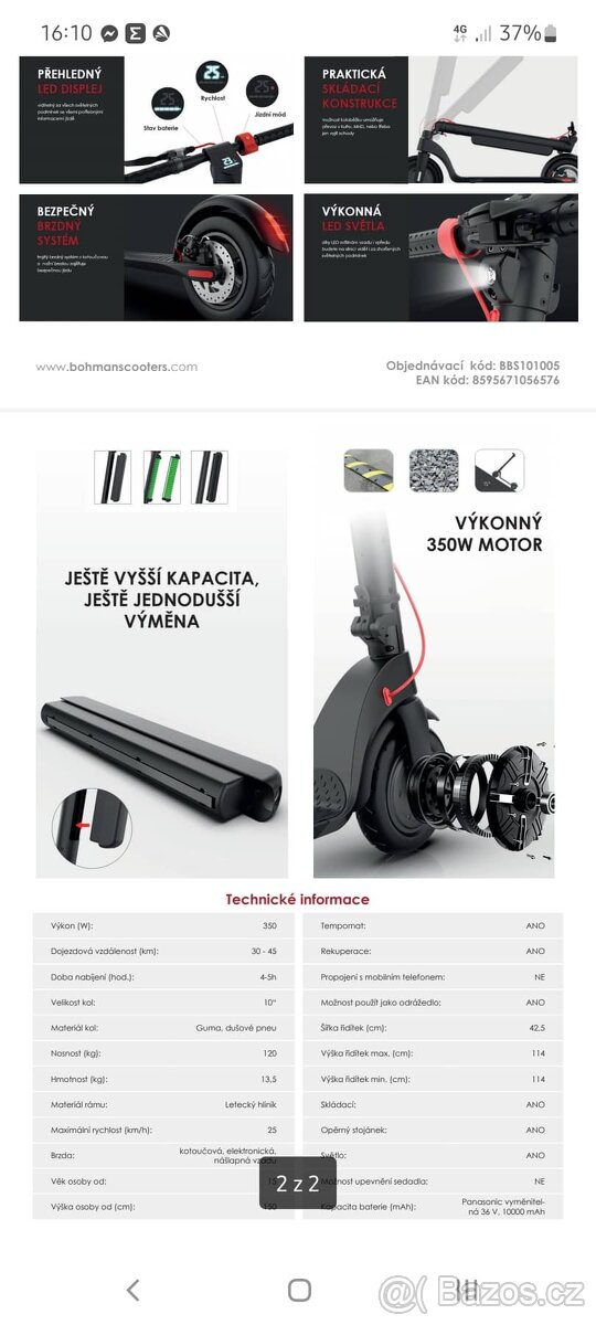 Koloběžka Bohman GO PLUS RED