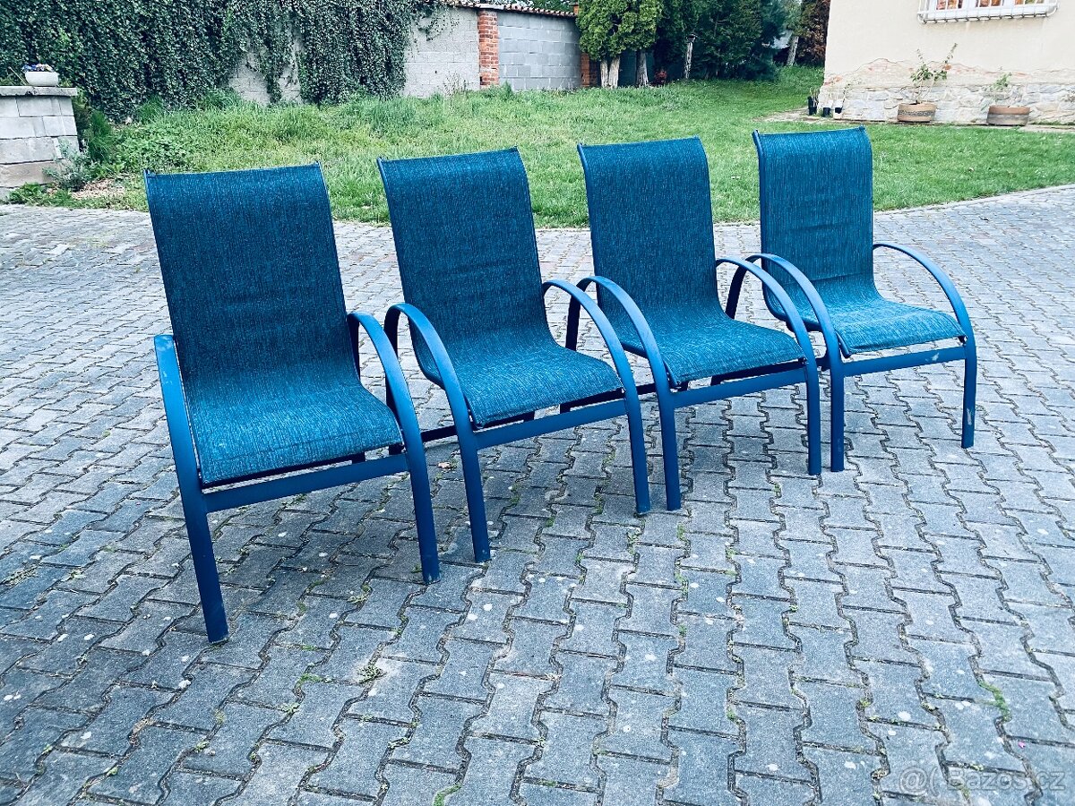 Venkovní zidle modré 4ks - osobní odvoz