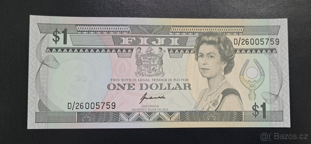 1 Dollar, Fiji, s královnou Elizabeth II, UNC