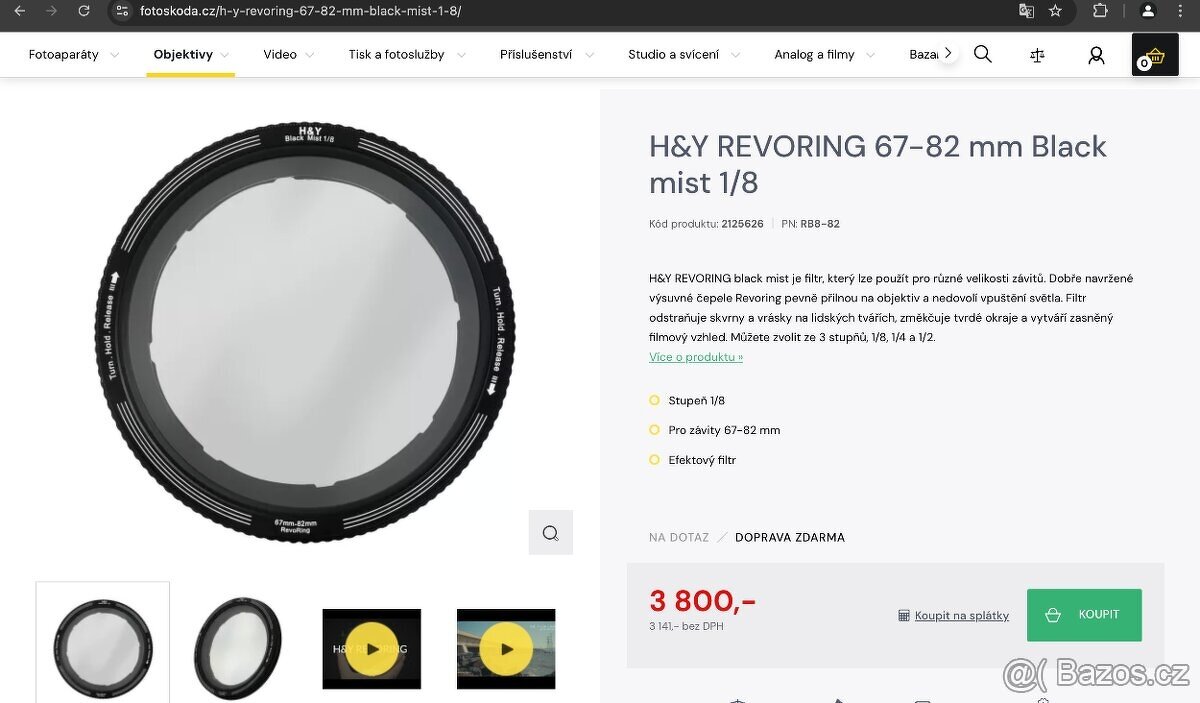 H&Y REVORING 67-82 mm Black mist 1/8