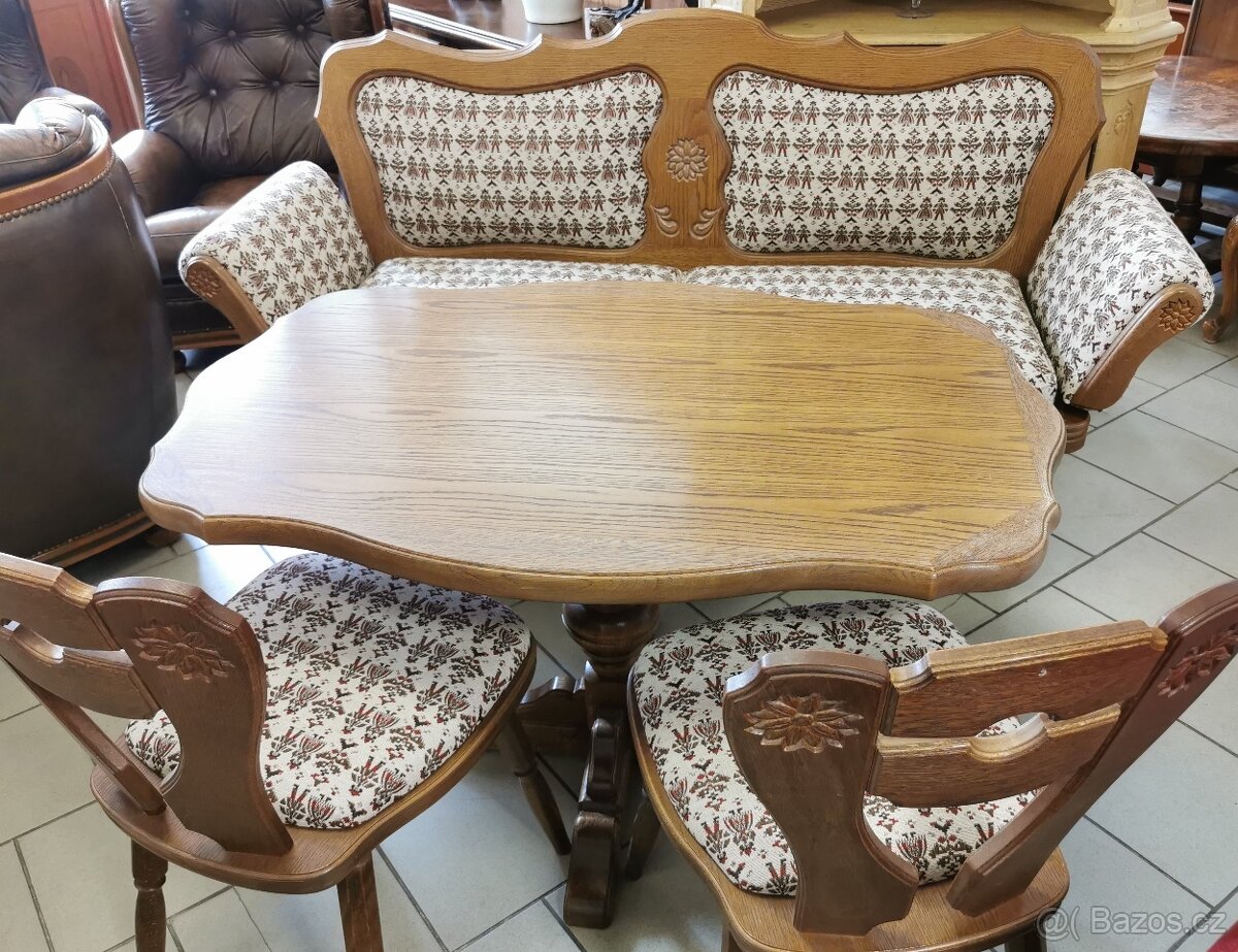 Rustikální gauč, stůl + židle