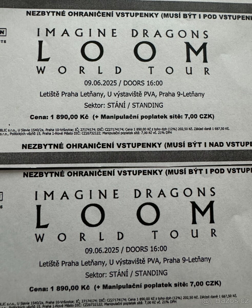 IMAGINE DRAGONS 9.6.2025 2 listky