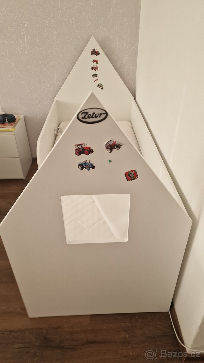 Dětská postel s matrací 160x70, bílé lamino