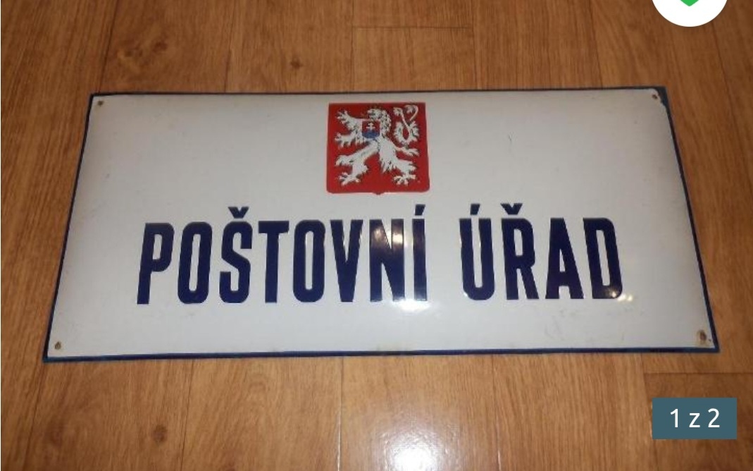 Smaltovaná cedule Poštovní úřad