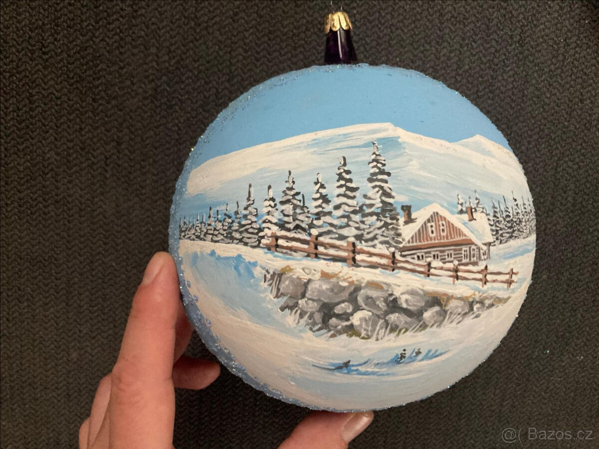 Vánoční ručně malovaná sbírková skleněná koule