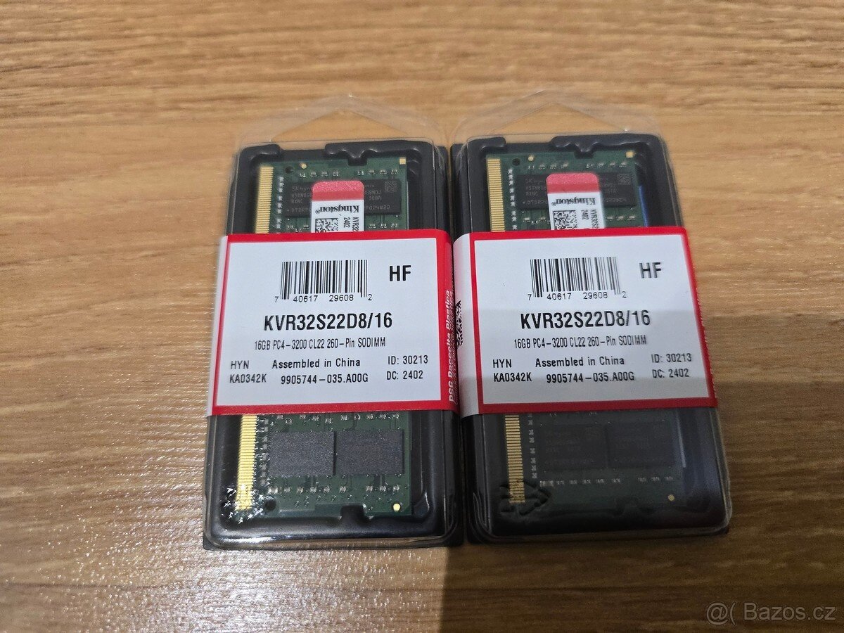 Paměti SODIMM DDR4 Kingston 2x16GB 3200MT/s CL22 2RX8