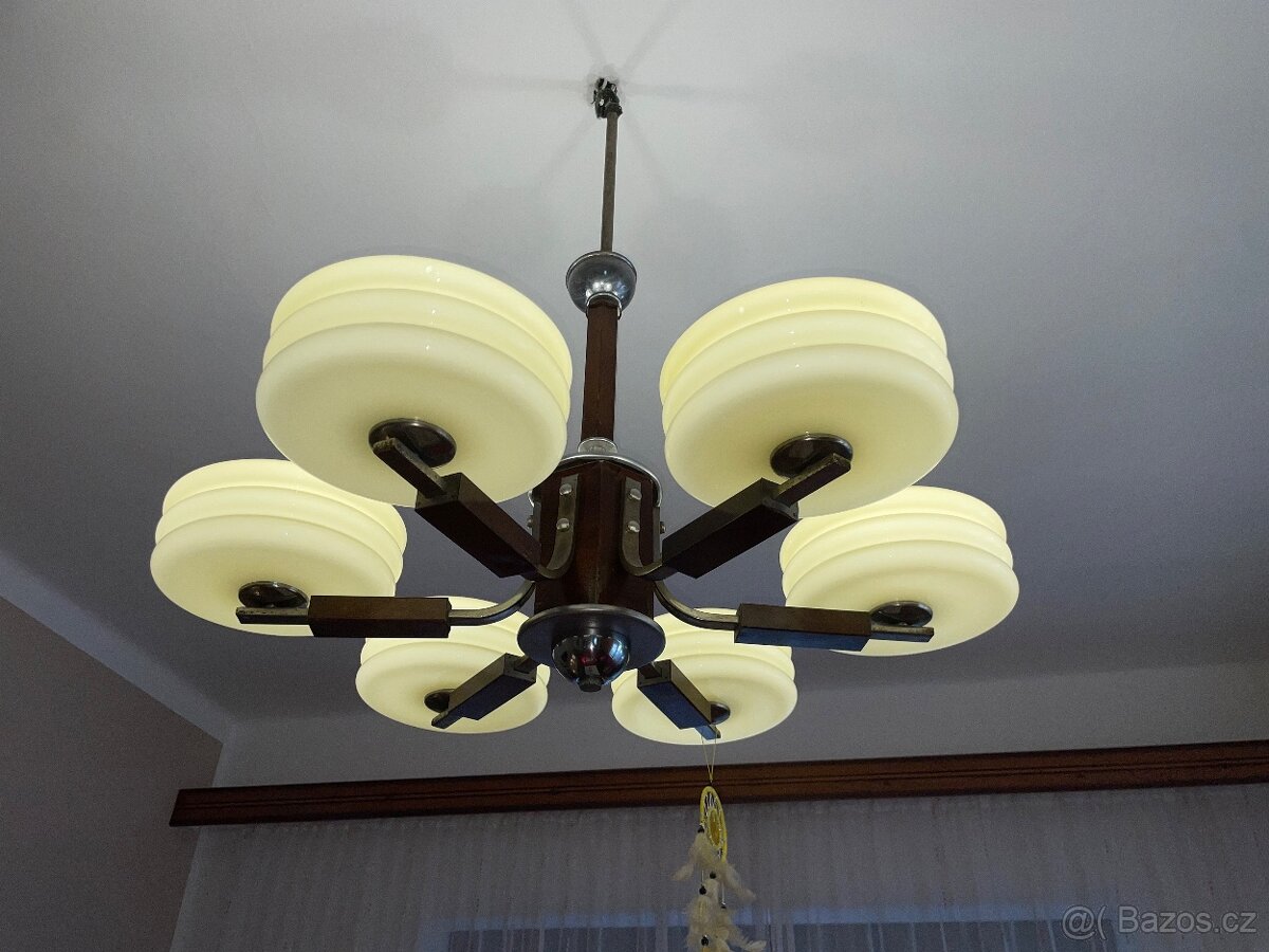 Šestiramenný lustr art deco