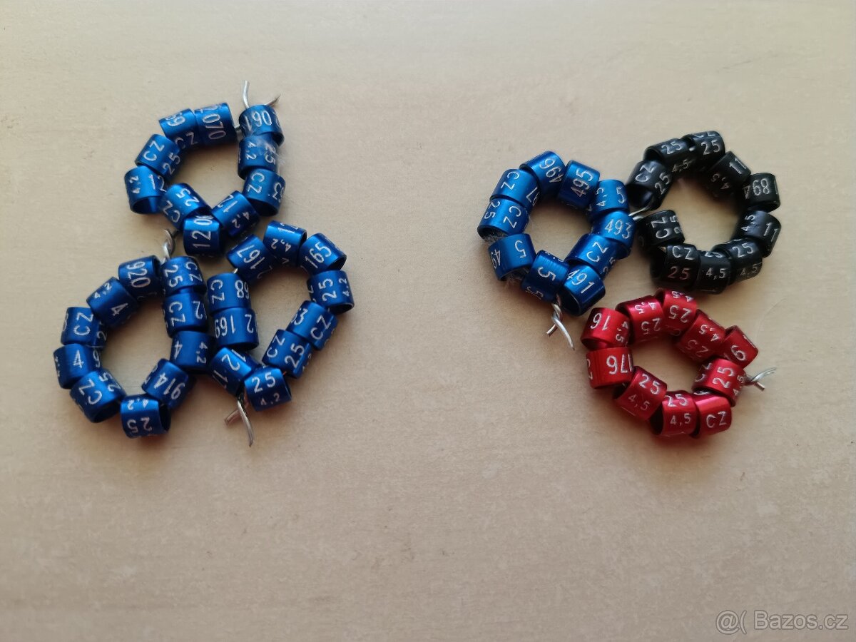 Kroužky na andulky vel. "4,2" a "4,5"