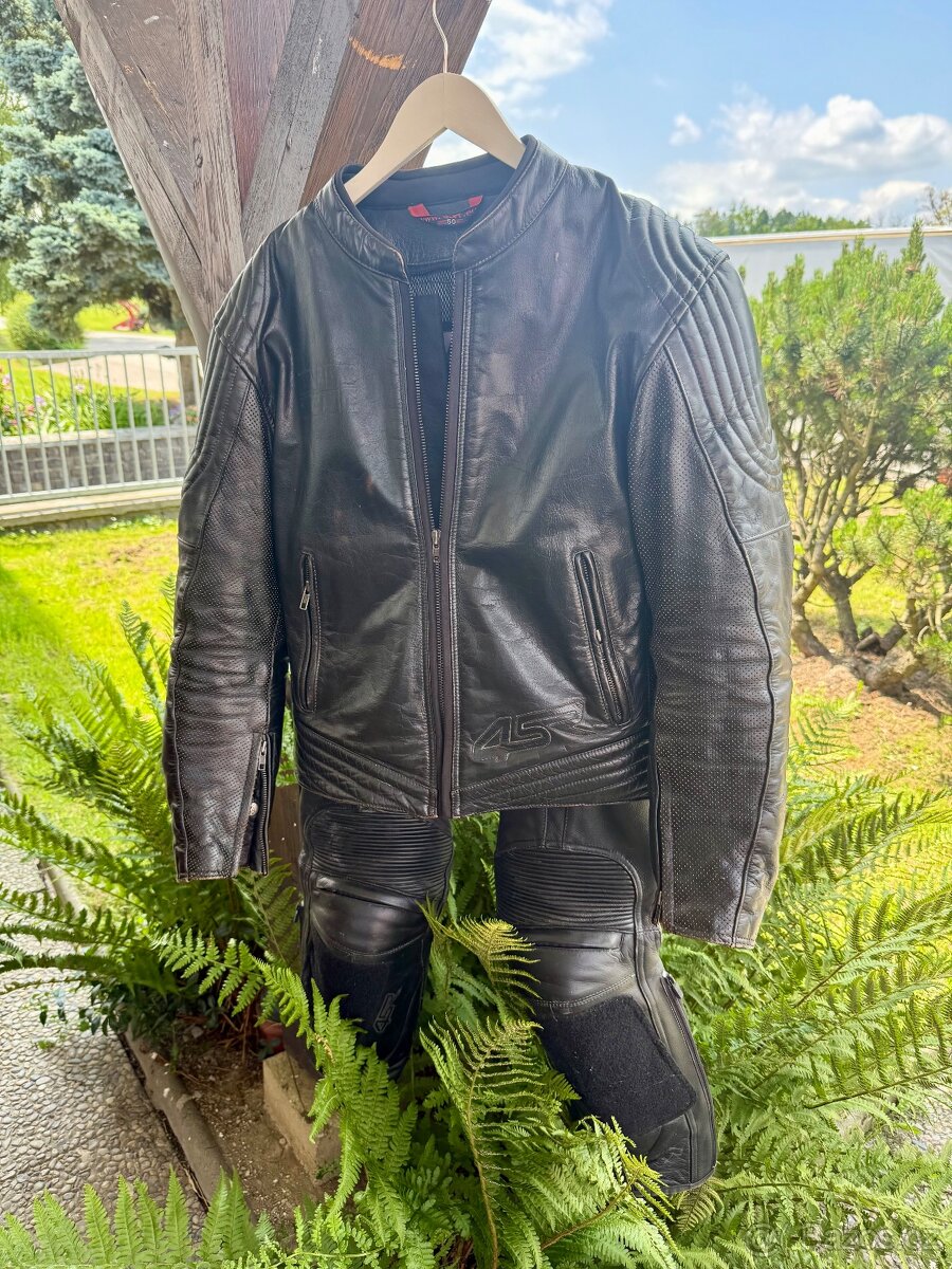 Kožená bunda (50) a kalhoty 4SR (48) (kombinéza)