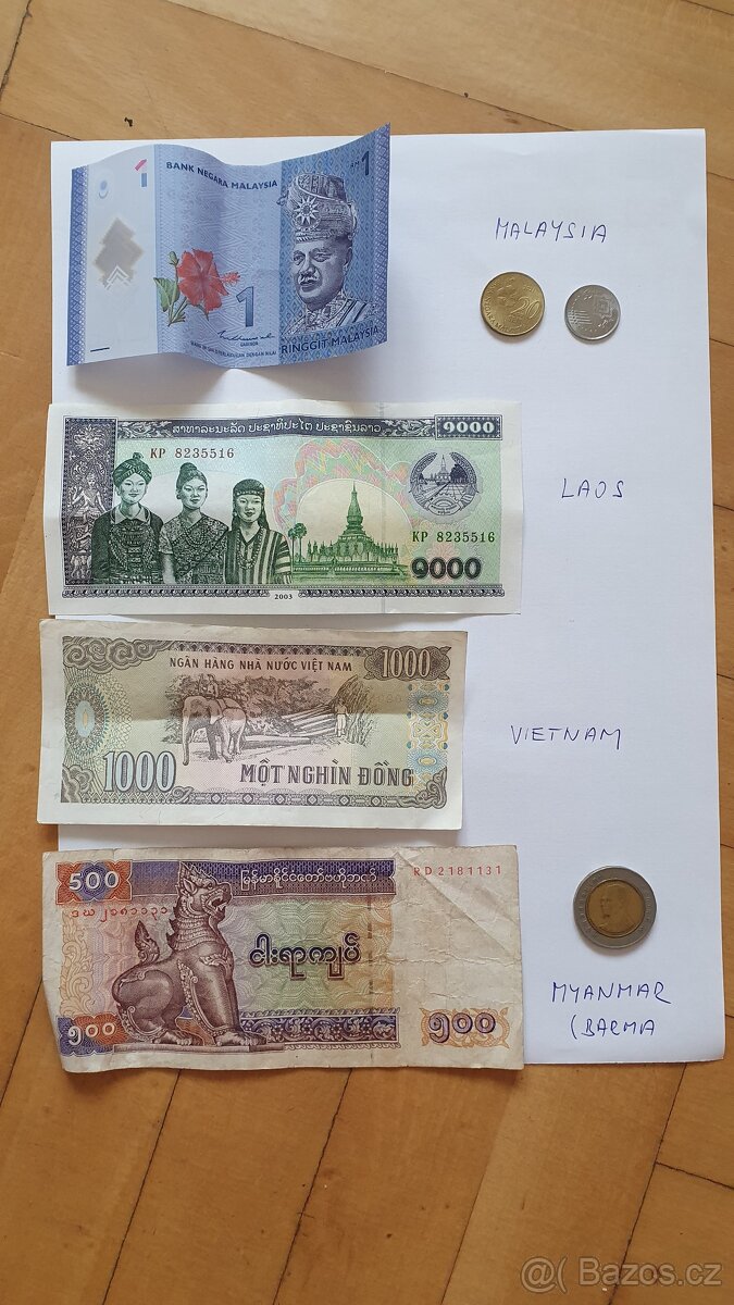 Bankovky a mince z různých zemí