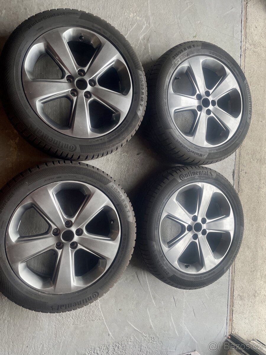 Alu sada Opel 18” 5x105, pneu Continental 215/55/18. SLEVA