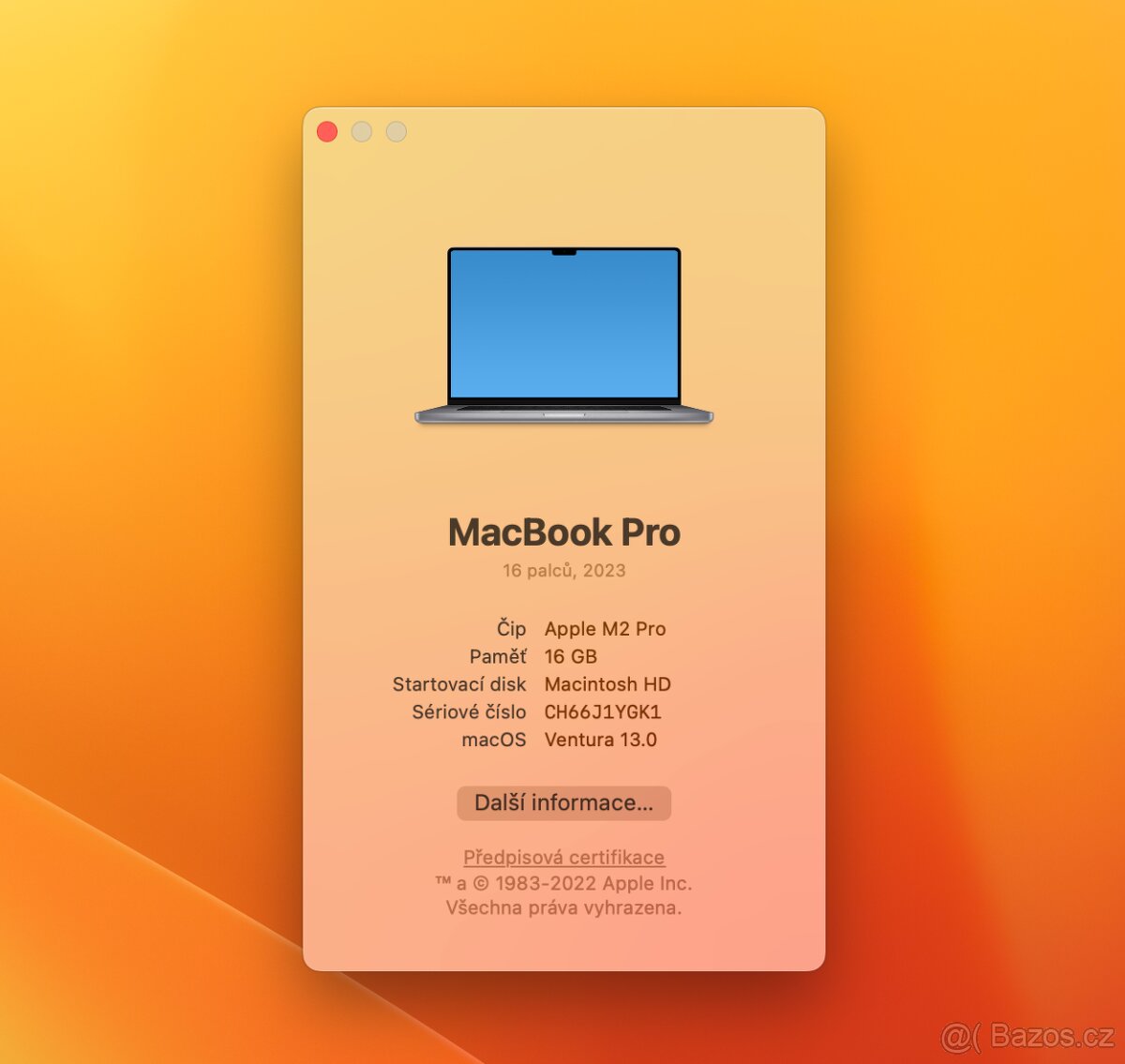 MacBook Pro (M2 Pro) 16gb/512gb 16palců záruka