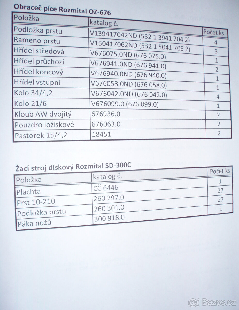 ND na Obraceč Rozmital OZ-676 a Žací stroj SD-300C