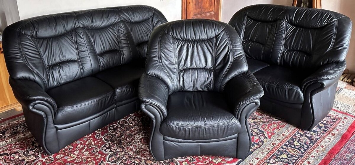 Luxusní kožená sedací souprava 3+2+1, 4382