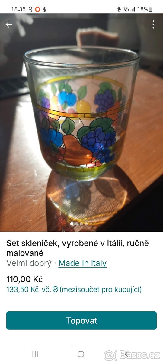 Set ručně malovaných sklenek ze silnostěnného skla