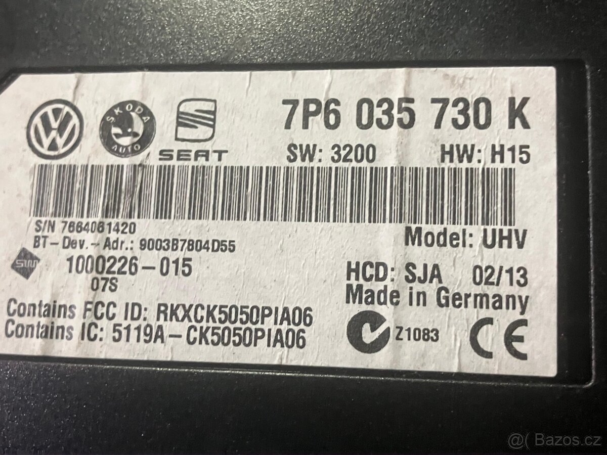Řídící jednotka bluetooth Škoda 7P6035730K