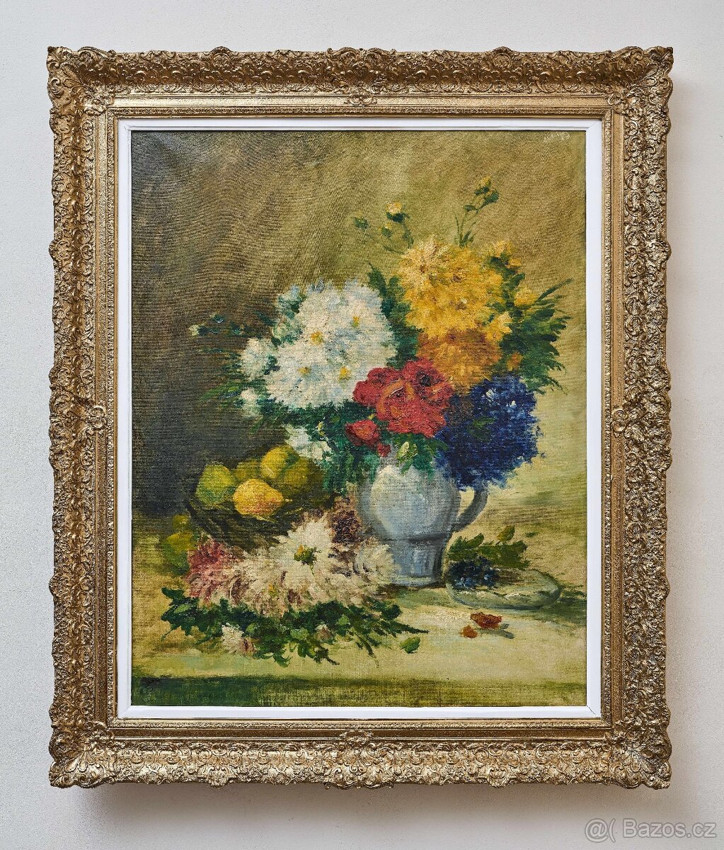 Velký obraz s květinovým zátiším, signováno