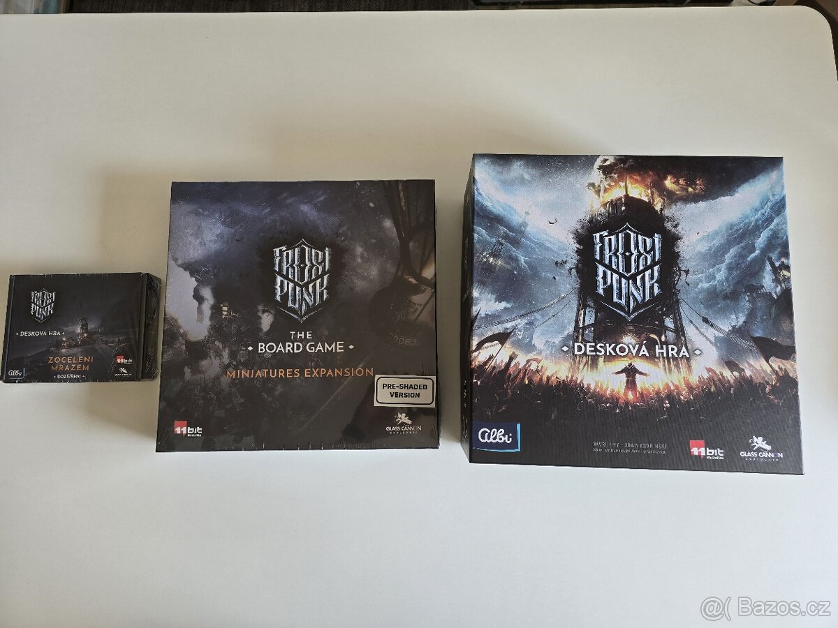 Frostpunk desková hra+miniatures a zoceleni mrazem rozšíření