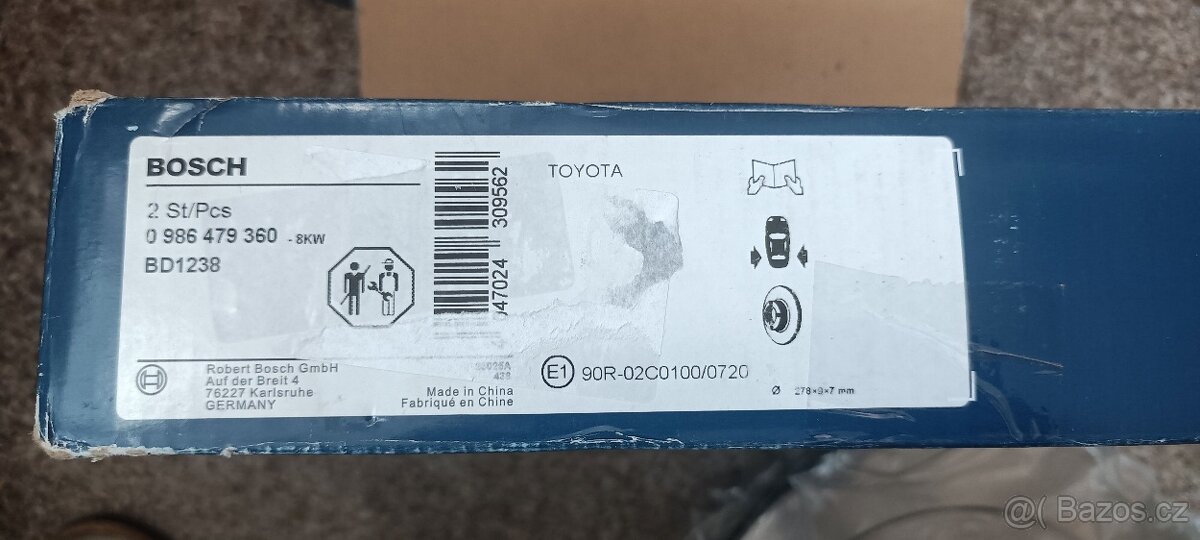 BOSCH 0 986 479 360 zadní kotouče na Toyota YARIS sada 2 ks