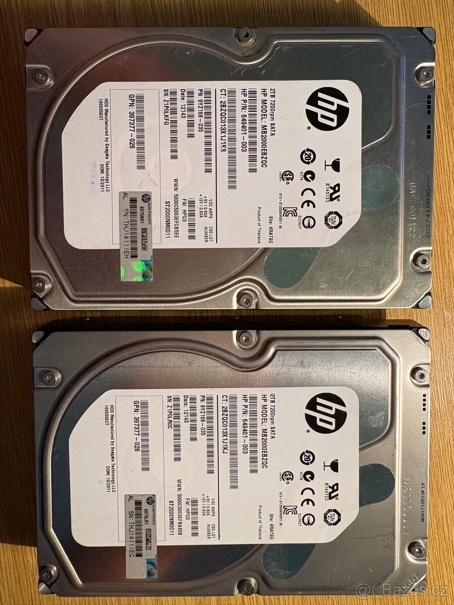 Prodám 2ks HDD HP 1TB