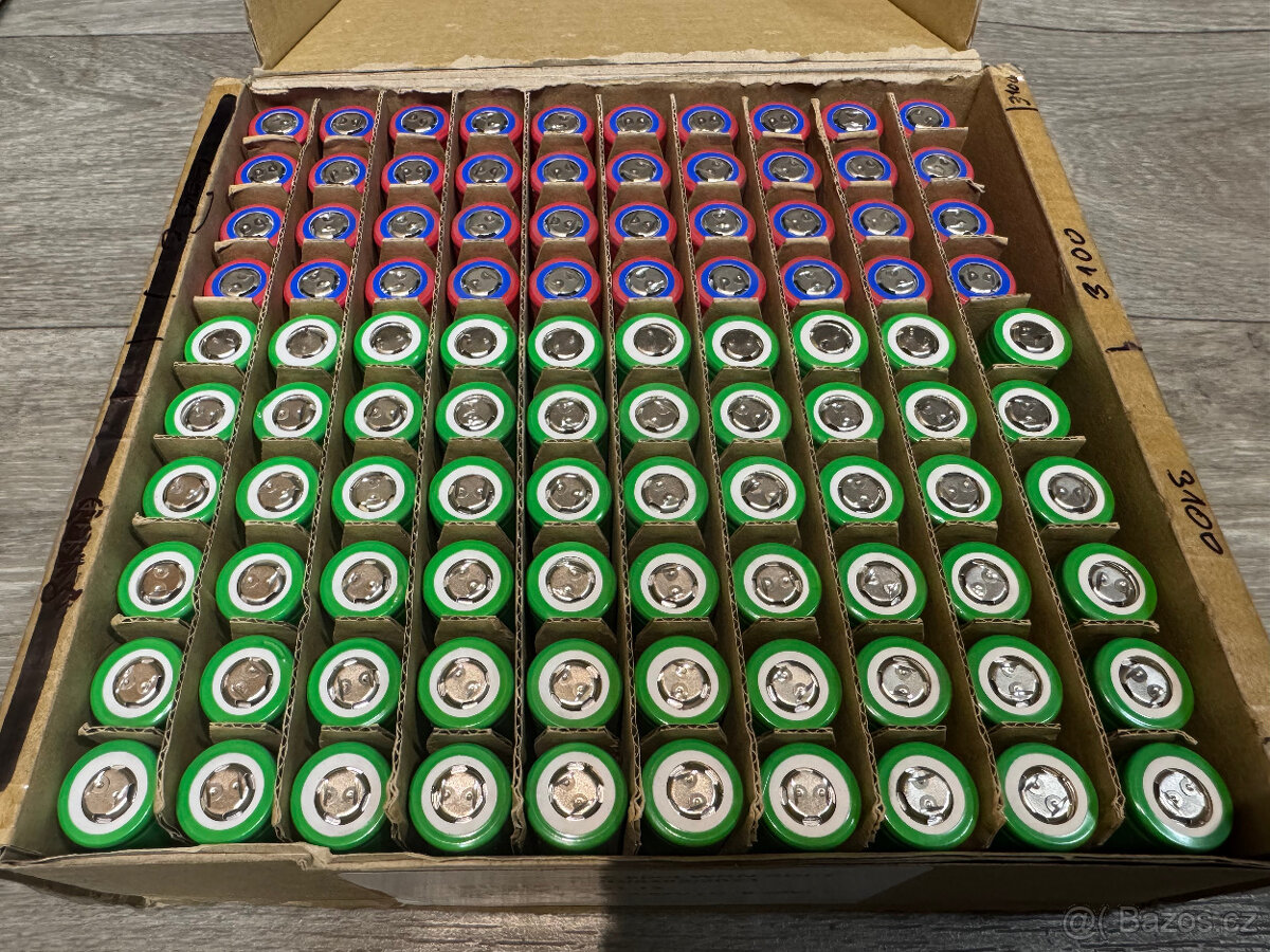 100kusů Li-Ion 18650 články baterie kapacita 3100 mAh