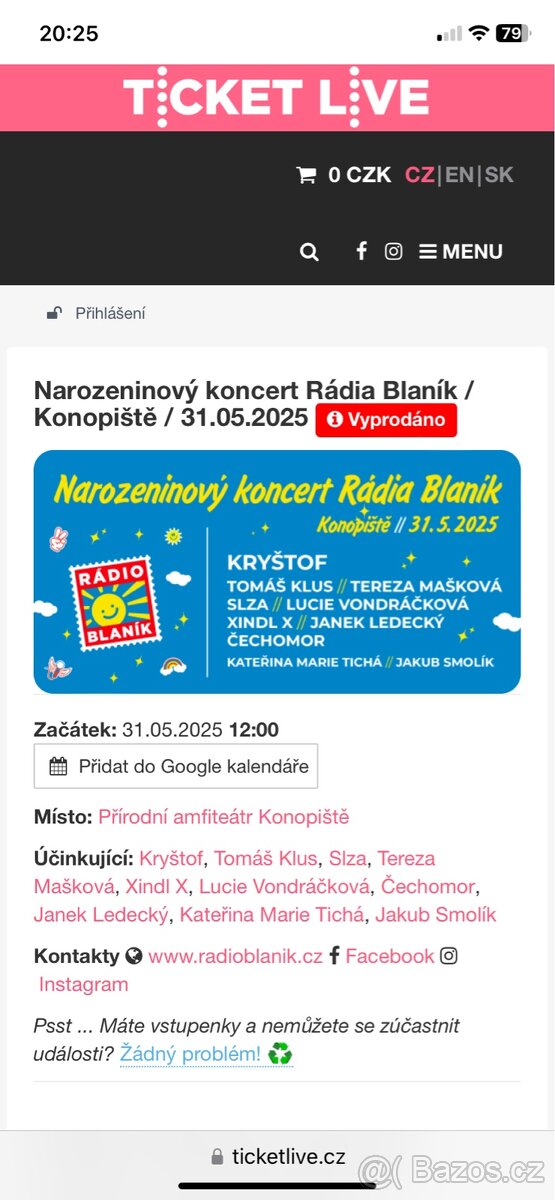 Vstupenky Konopiště Blaník 3x dospělý
