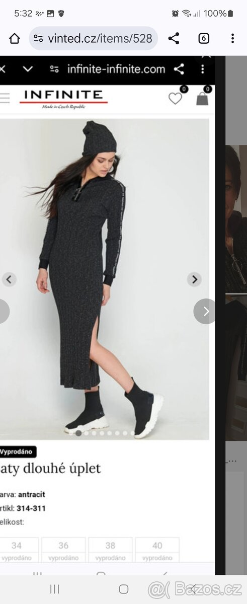 Upletove saty, dlouhy svetr Infinite sedne xs,s