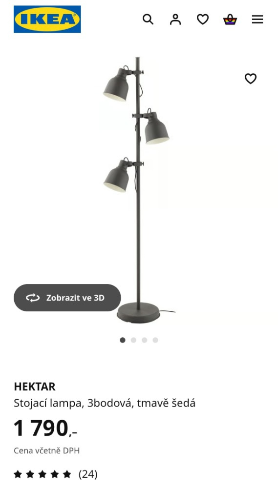 Stojací lampa IKEA HEKTAR - tmavě šedá