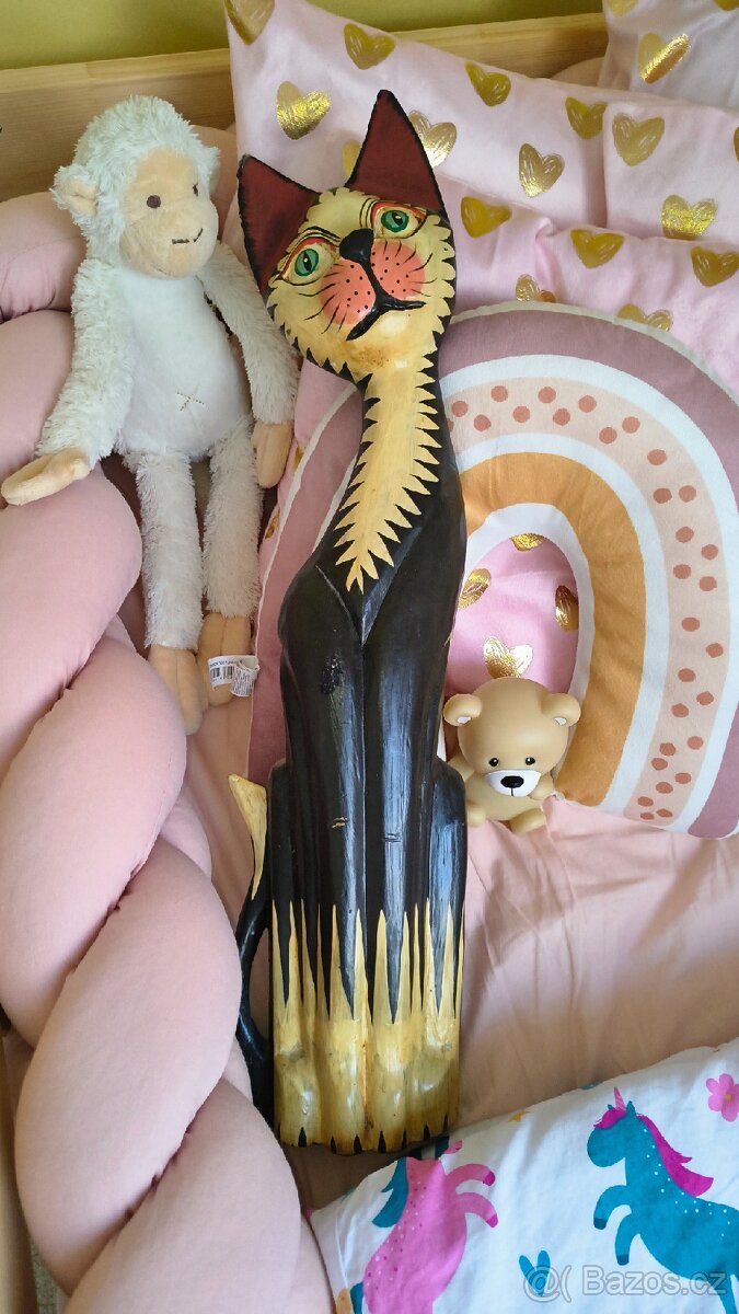 Dekorace dřevěná kočka, velká