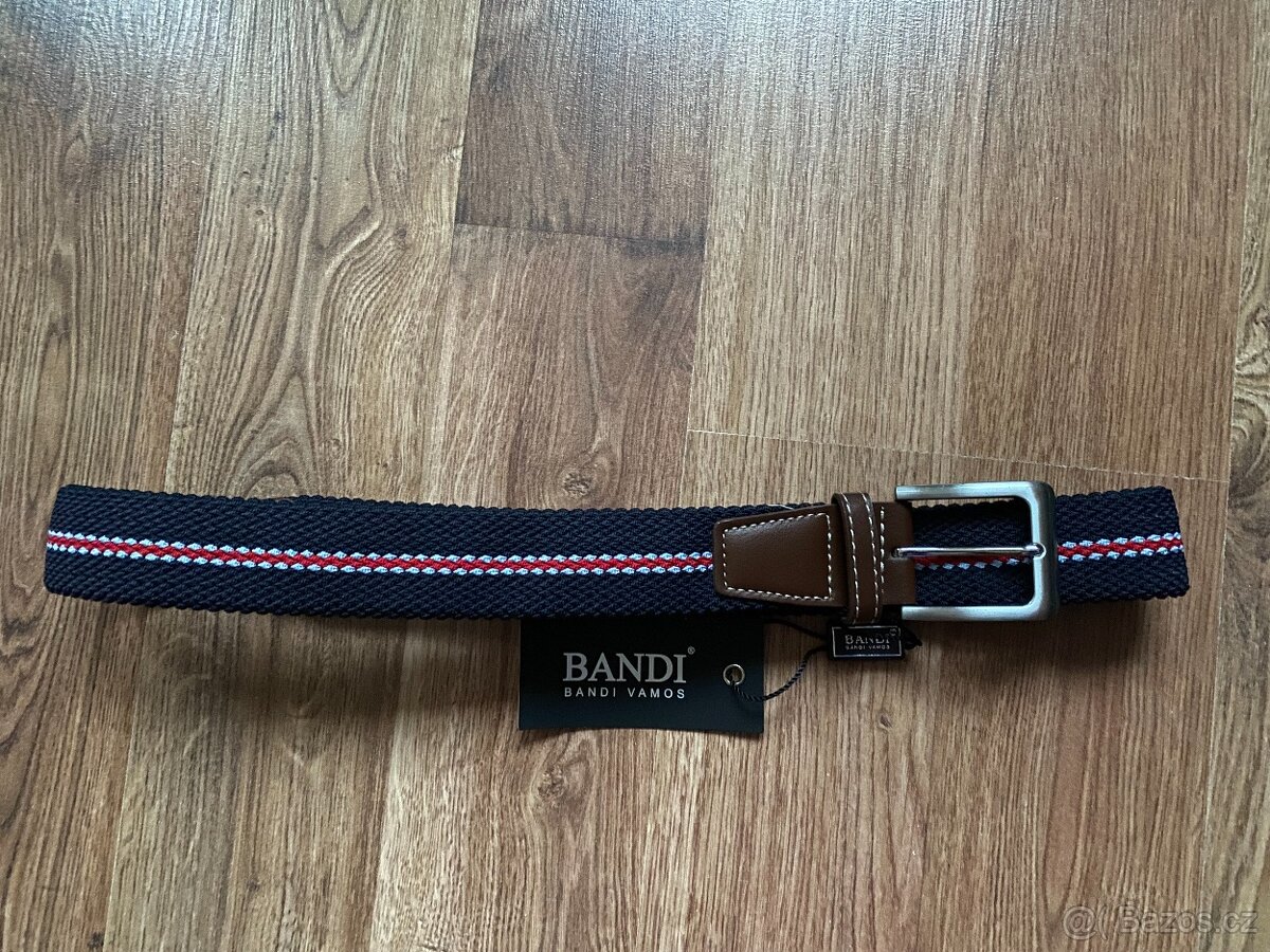 Nový pánský pružný opasek BANDI - modrý se světl. pruhy -S/M