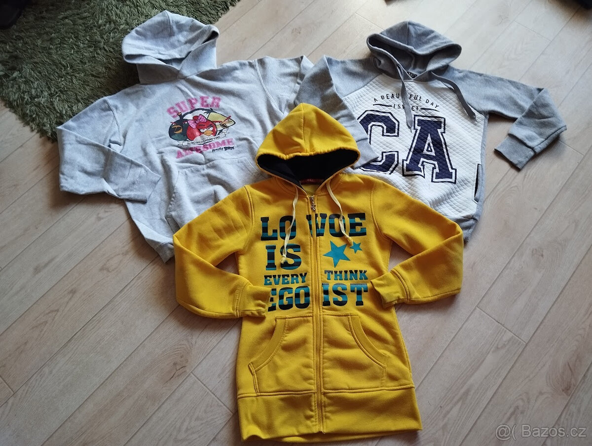 Mikina Angry Birds / šedobílá / žlutomodrá vel.158/S/M