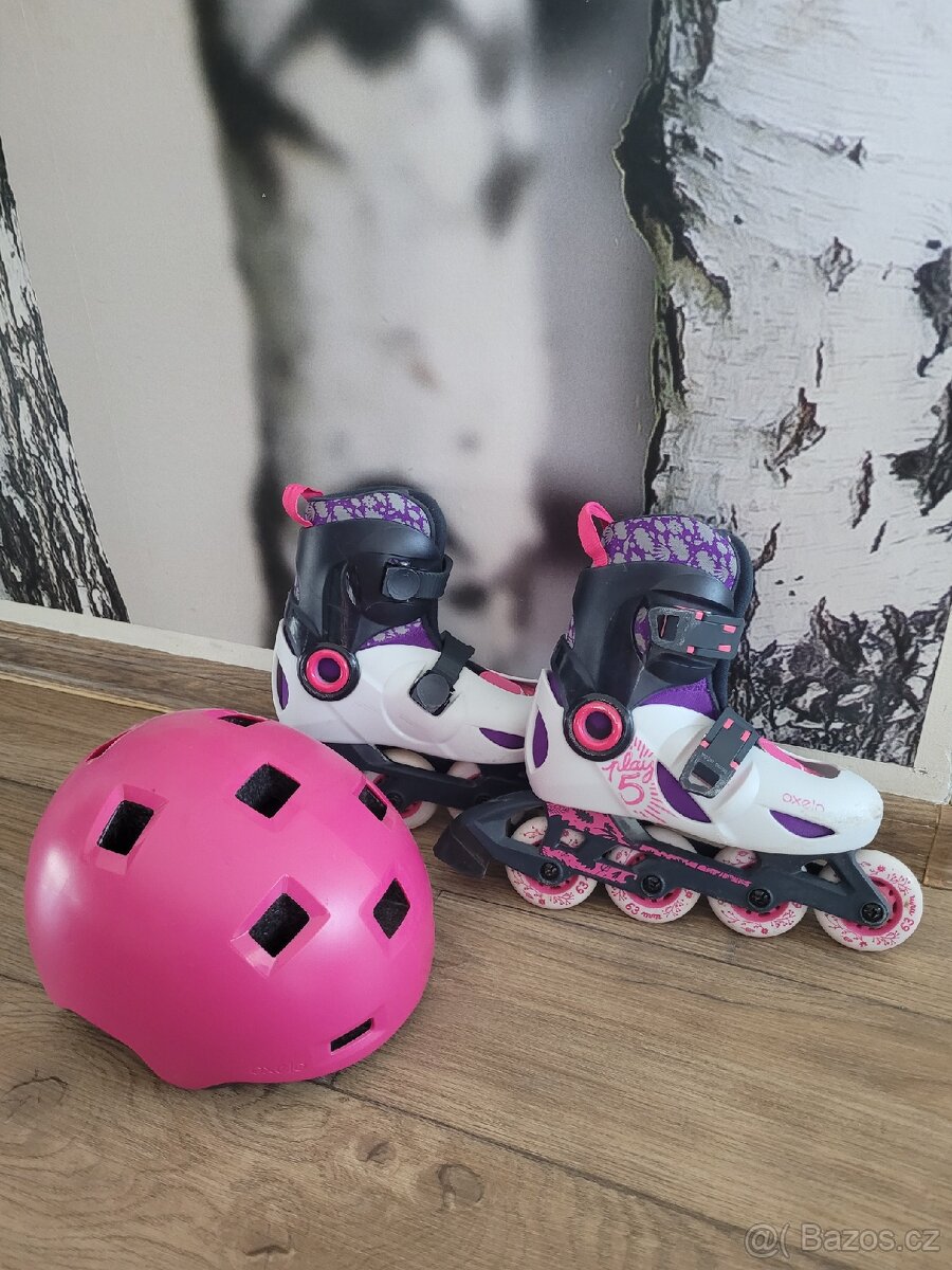 Kolečkové brusle + helma