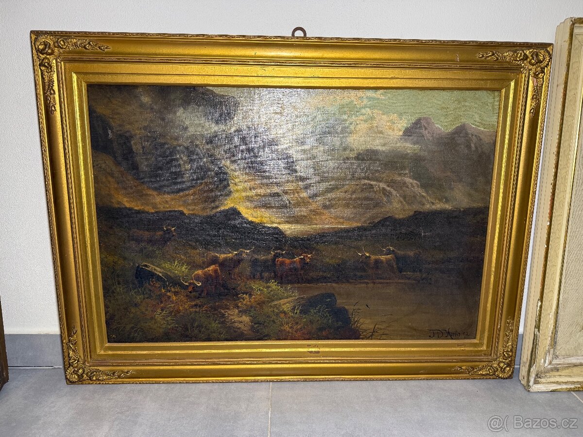 Olejomalba J.D. Morris 1892 - Starožitný obraz
