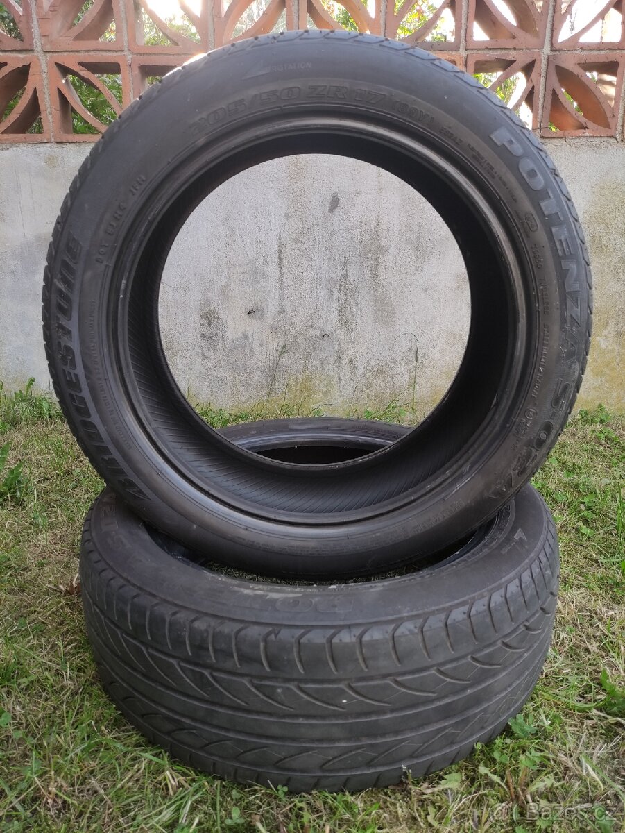 2 ks letních pneumatik Bridgestone Potenza 205/50 ZR17 (89Y)