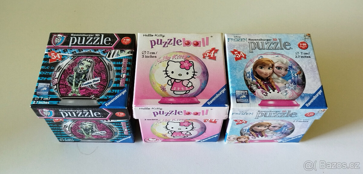Prodám 3x puzzle 3D koule 7 cm