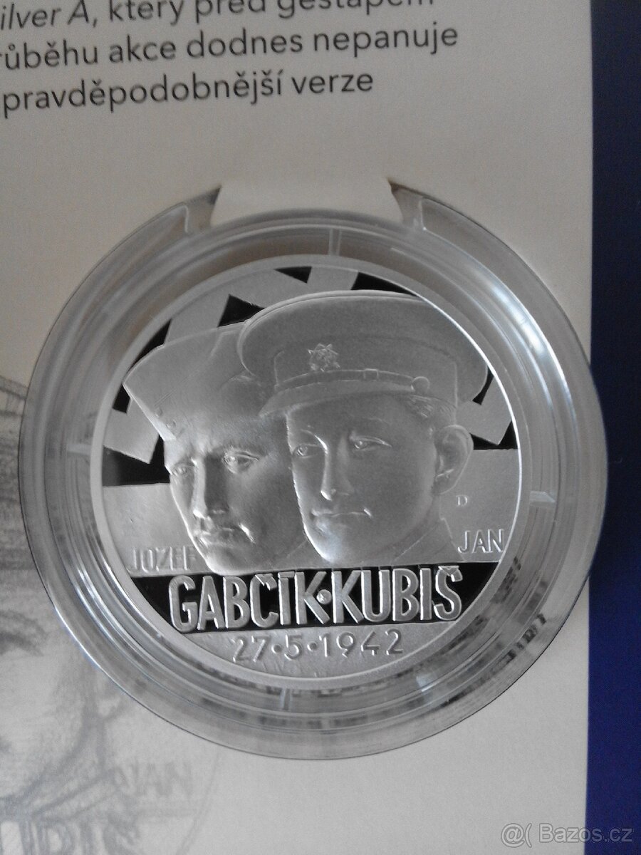 Stříbrná medaile Jozef Gabčík a Jan Kubiš proof
