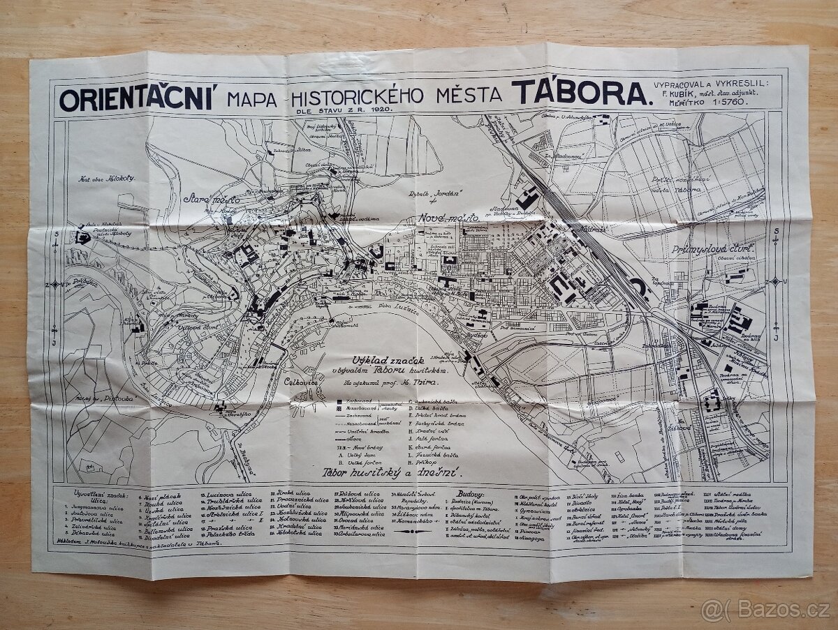 Orientační mapa Tábor, z r. 1920