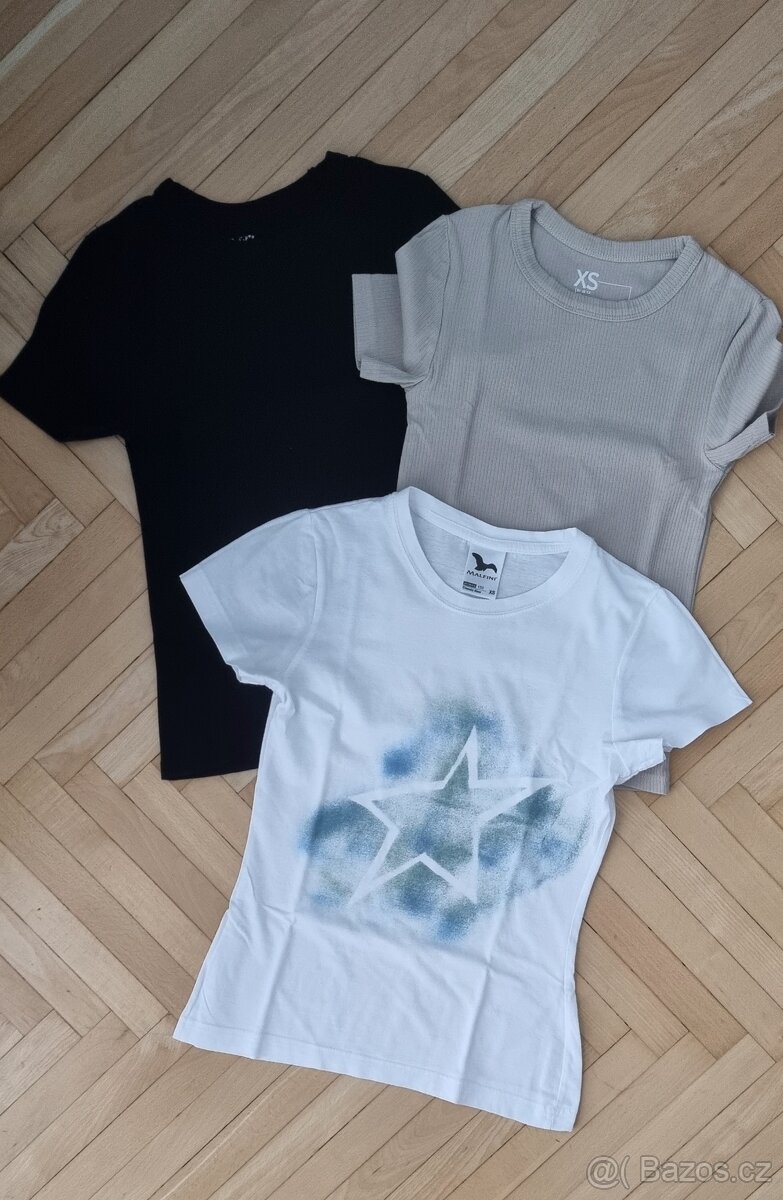 3x triko s krátkým rukávem, vel XS