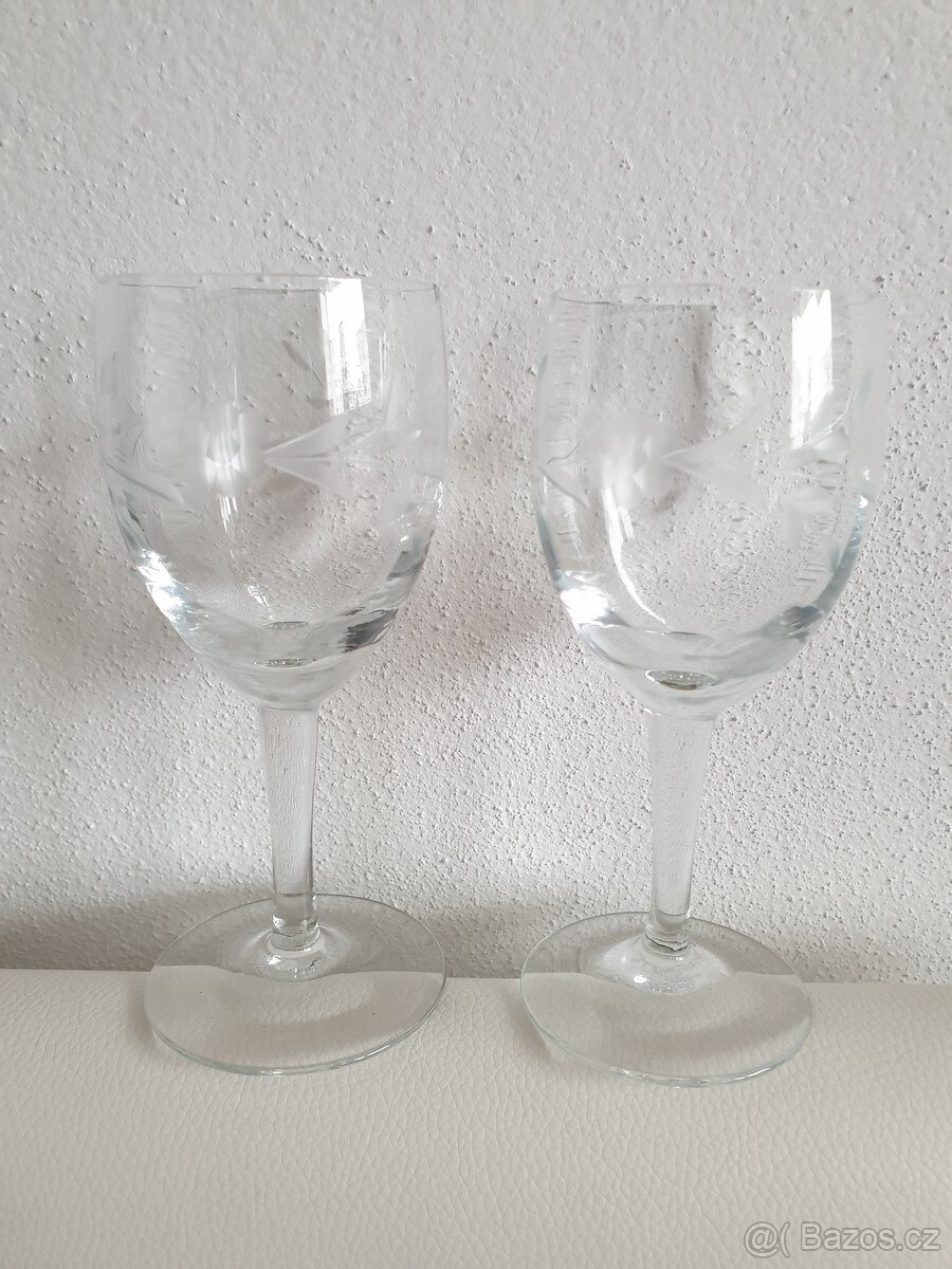 Retro skleněná číše broušené sklo 2ks