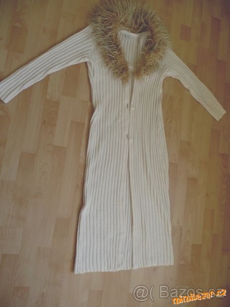 Pletený kabátek s kožíškem vel 40 TOP STAV