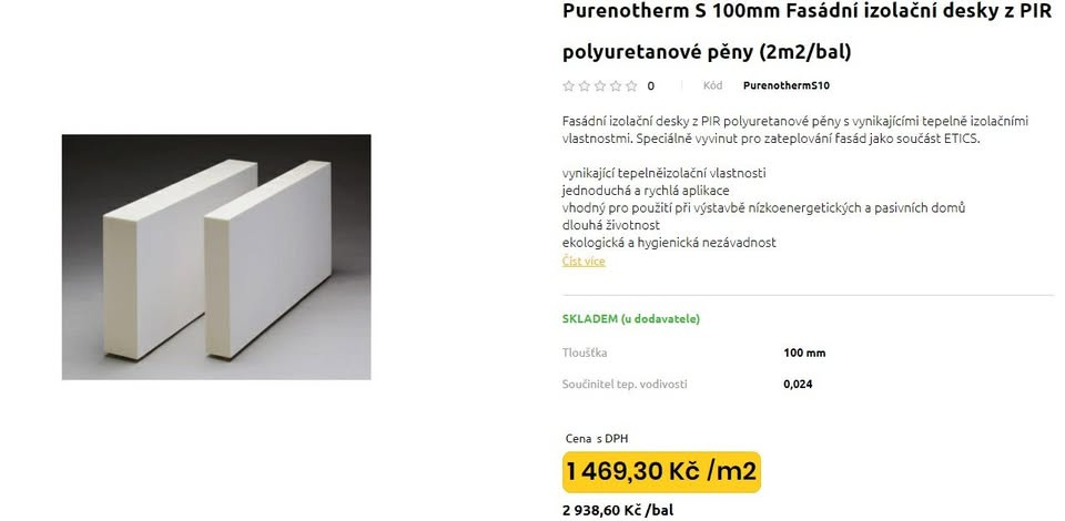 Zateplení fasády 10 cm PIR (1000x500)