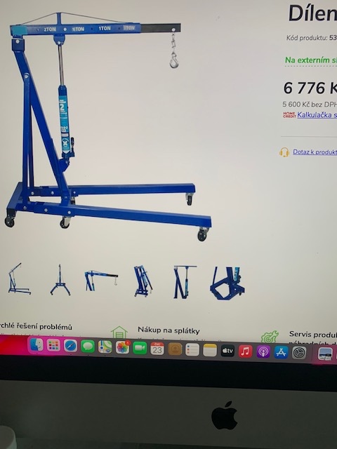 P: Dílenský jeřáb "Žirafa" zvedák motorů 2t