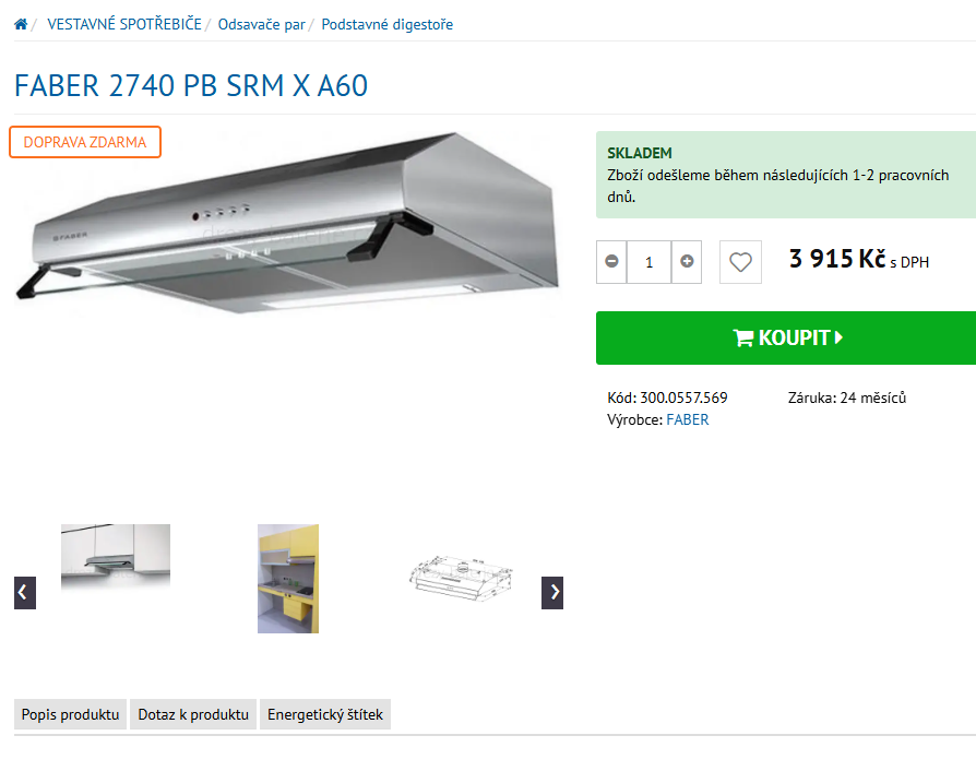 Digestoř FABER 2740 PB SRM X A60 Nová zabalená
