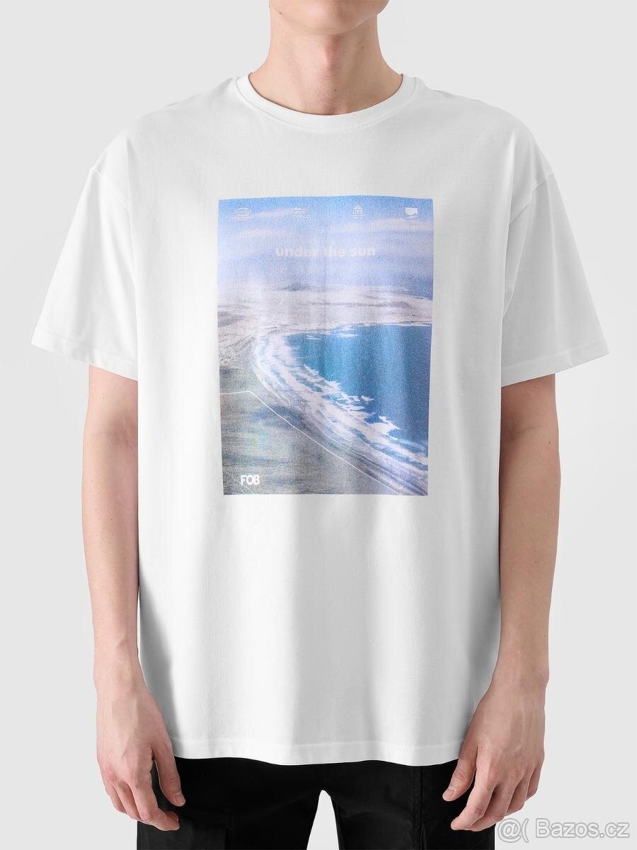 4F pánské oversize tričko s krátkým rukávem - bílé XL