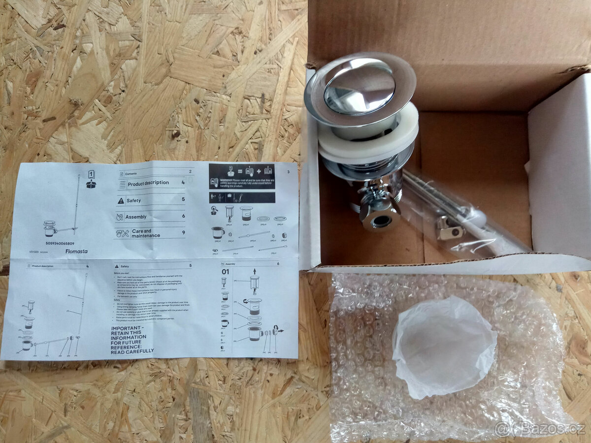 Umyvadlová výpusť s táhlem.