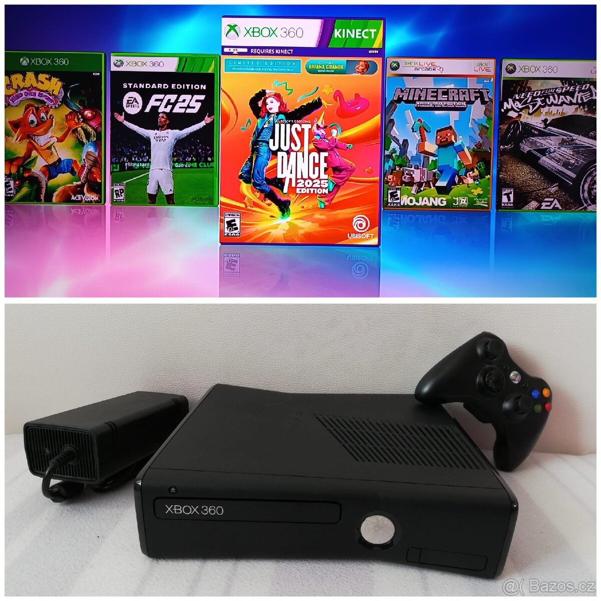 XBOX 360 Slim, 250GB, RGH, spoustu her viz fotky