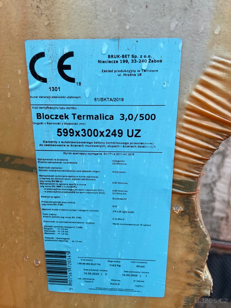 🧱 Tvarnice Termalica T2,5–400 – 65 ks, NOVÉ – 120 Kč/ks