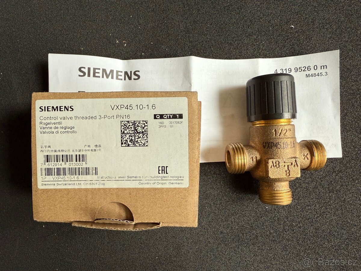 Trojcestný směšovací ventil Siemens VXP 45.10-1,6 (VXP45.10-