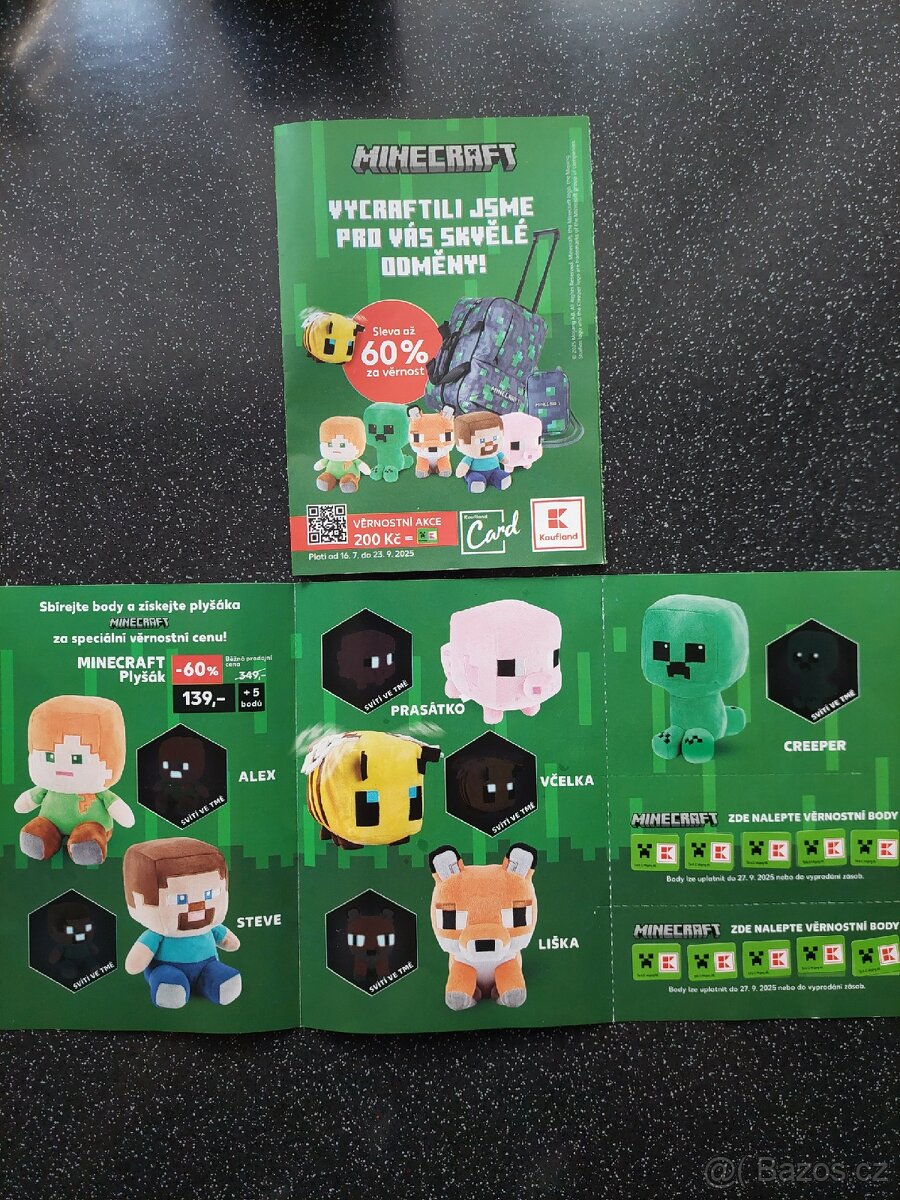 Nalepky,body,znamky Minecraft kaufland plysaci