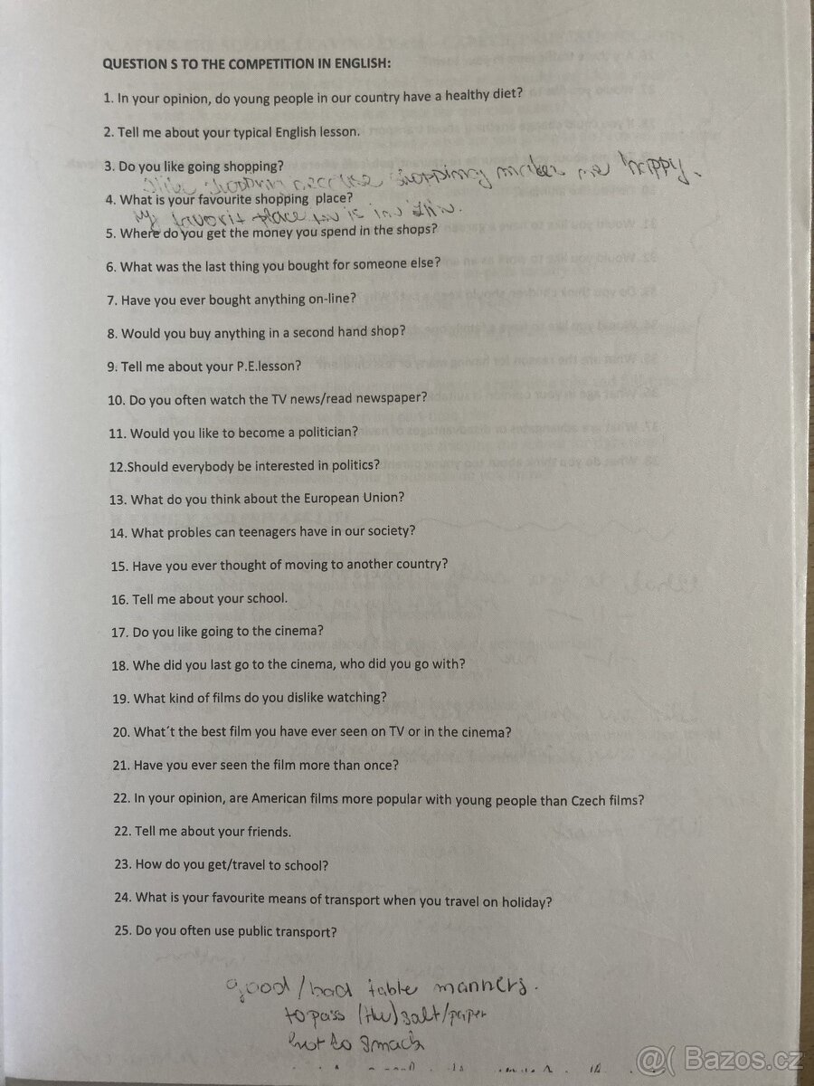 Maturitní otázky SŠ-angličtina